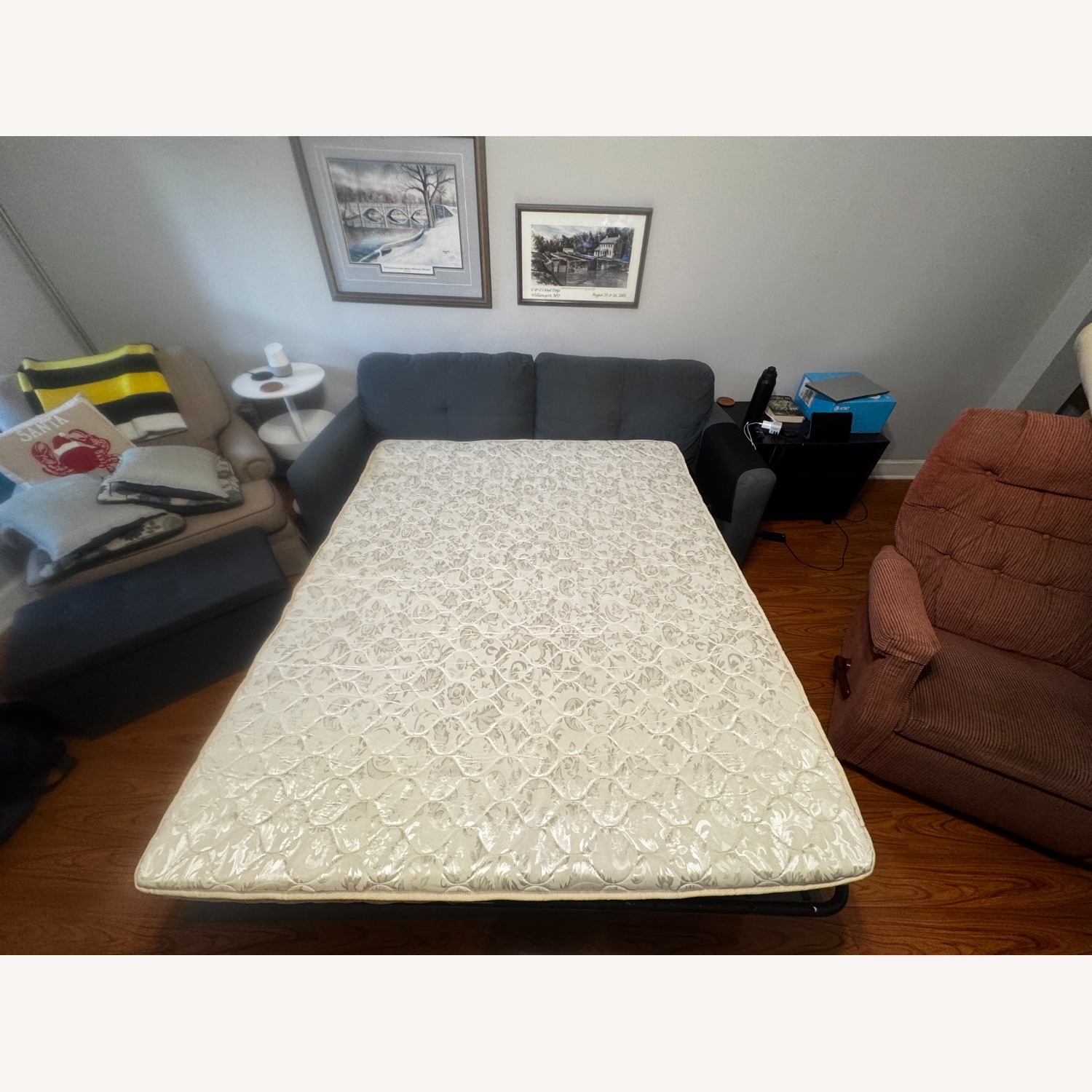 Leggett & Platt Blue Fabric Sleeper Sofa - image-3