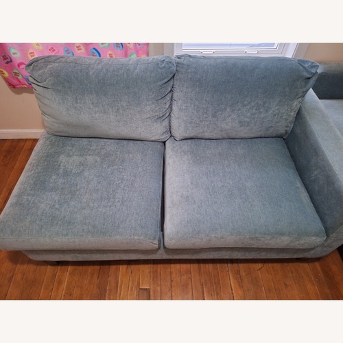 Used Bob's Discount Furniture Blue 2 Piece Sectional for sale on AptDeco
