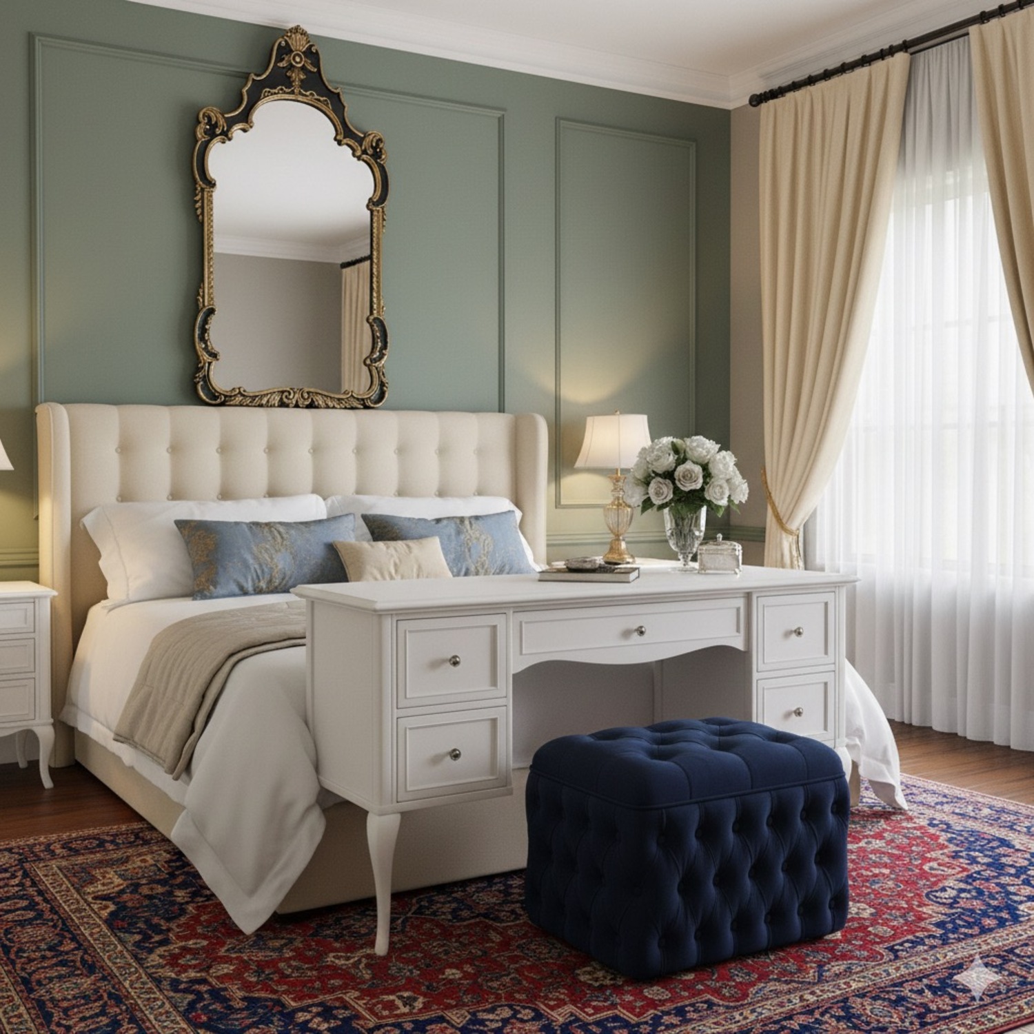 Antique 1940s Carved Mirror - image-4