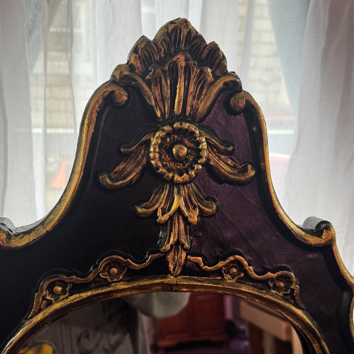 Antique 1940s Carved Mirror - image-7