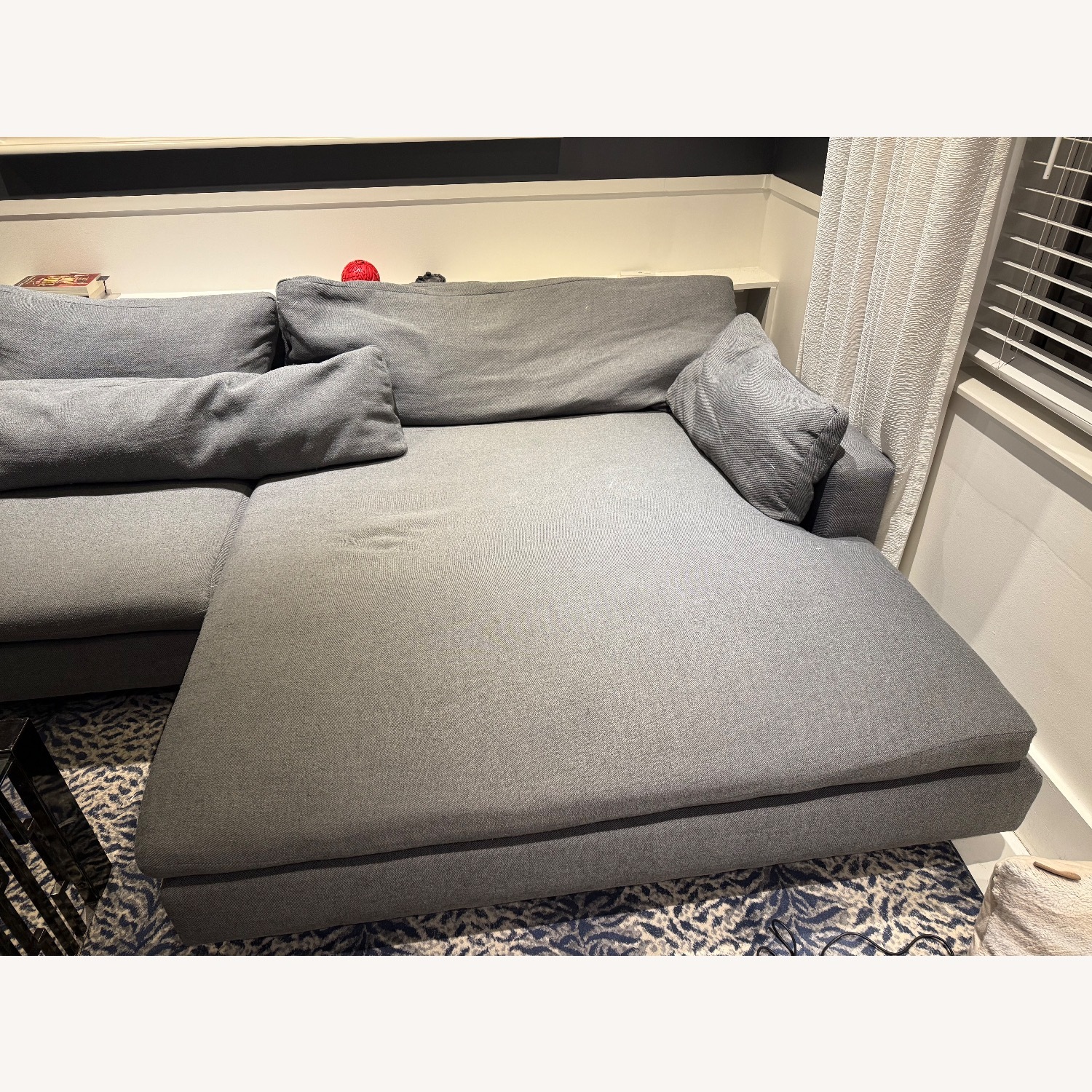 West Elm Harmony Light Gray Fabric Chaise Lounge - image-3