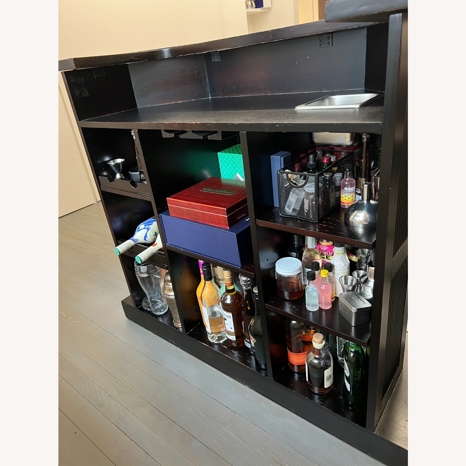 Vintage/Antique Dark Brown Wood Bar Carts - image-6