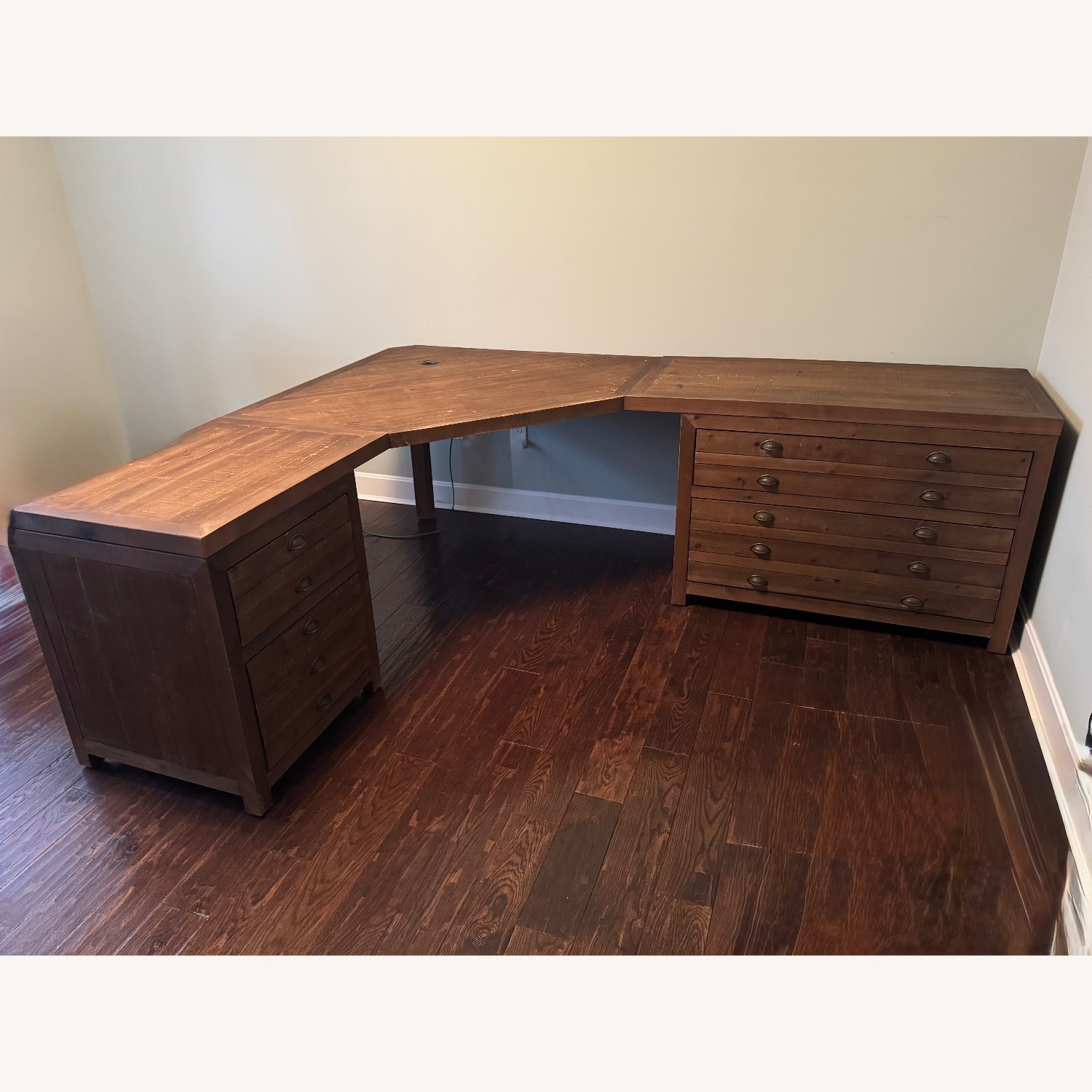 Restoration Hardware Printmaker's Wood Modular Corner Desk - image-1