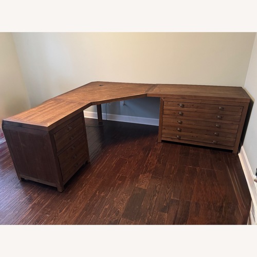 Used Restoration Hardware Printmaker's Wood Modular Corner Desk for sale on AptDeco