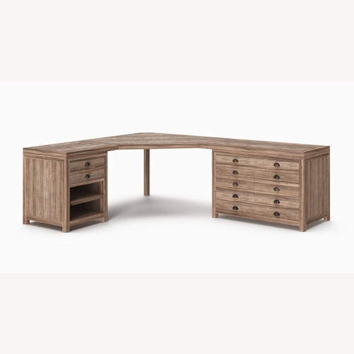 Used Restoration Hardware Printmaker's Wood Modular Corner Desk for sale on AptDeco