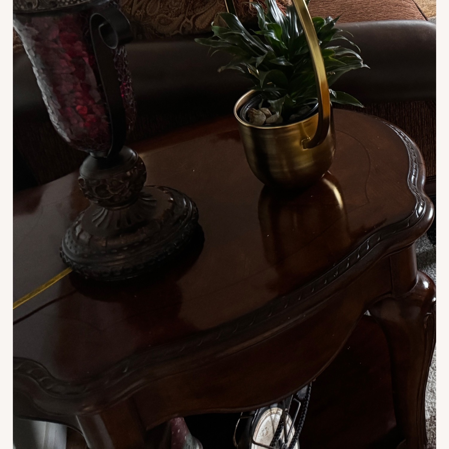 Raymour & Flanigan Dark Brown Side Table - image-2