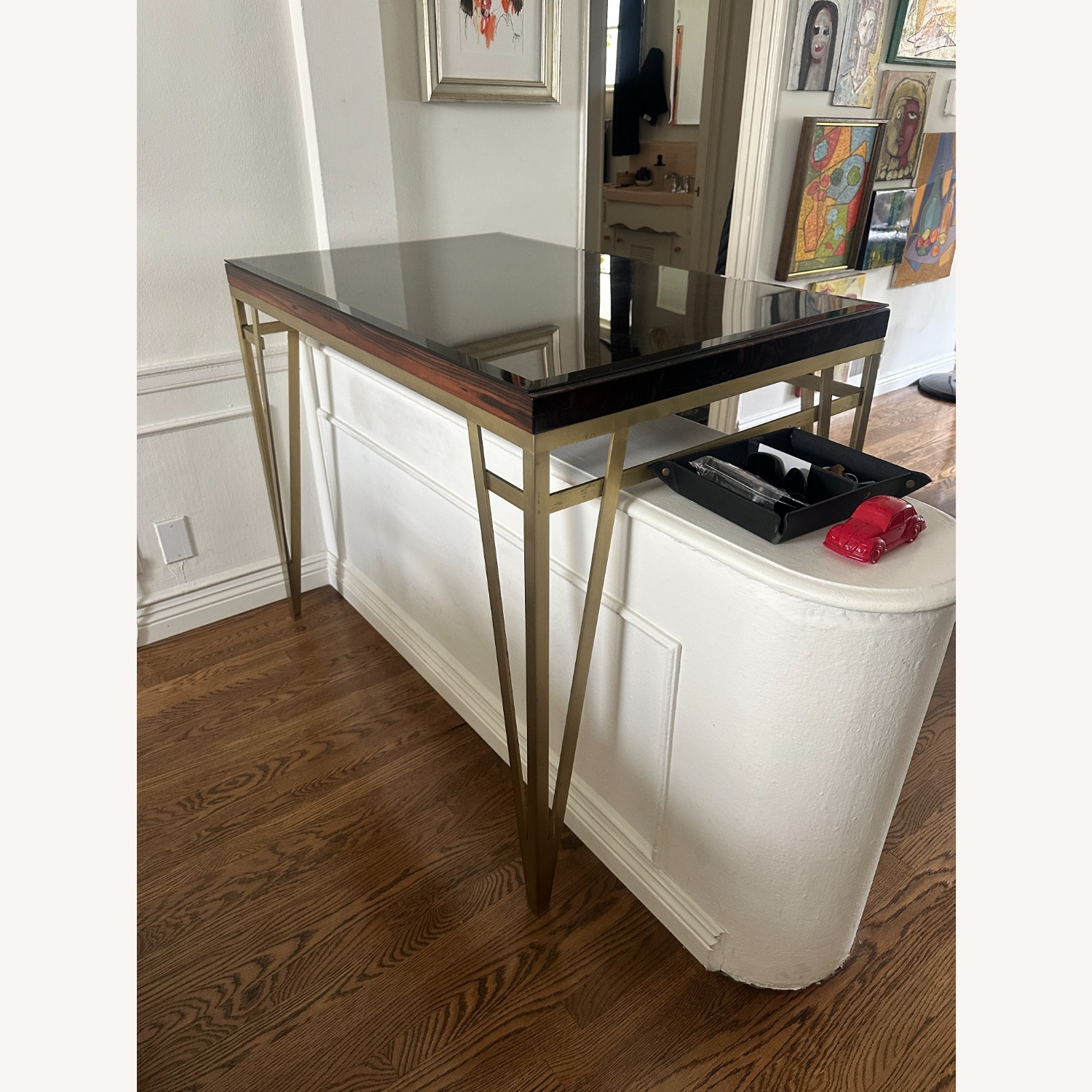 Davinci Custom Standing Desk Dark Brown Wood Desk - image-3