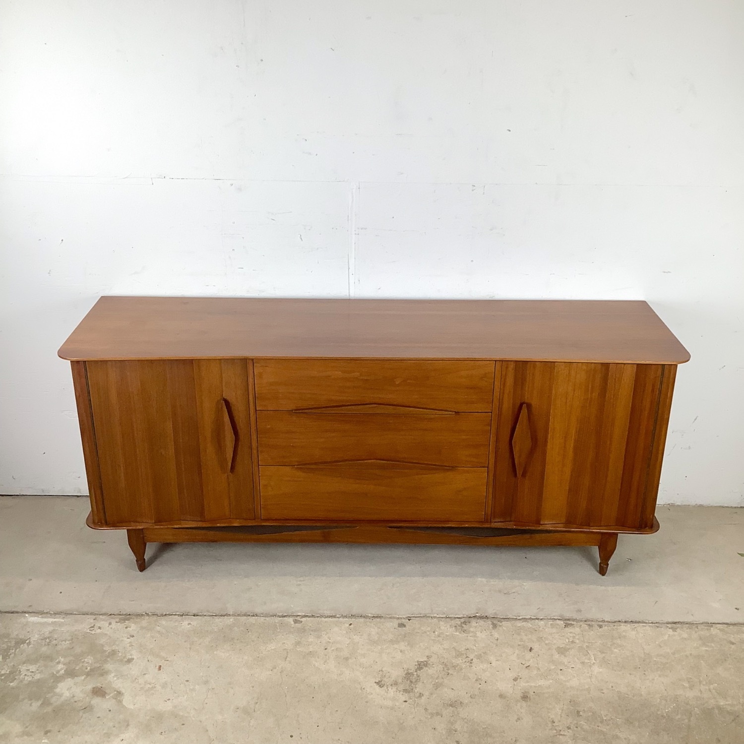 Mid-Century Modern Walnut Dresser w Mirror - image-7