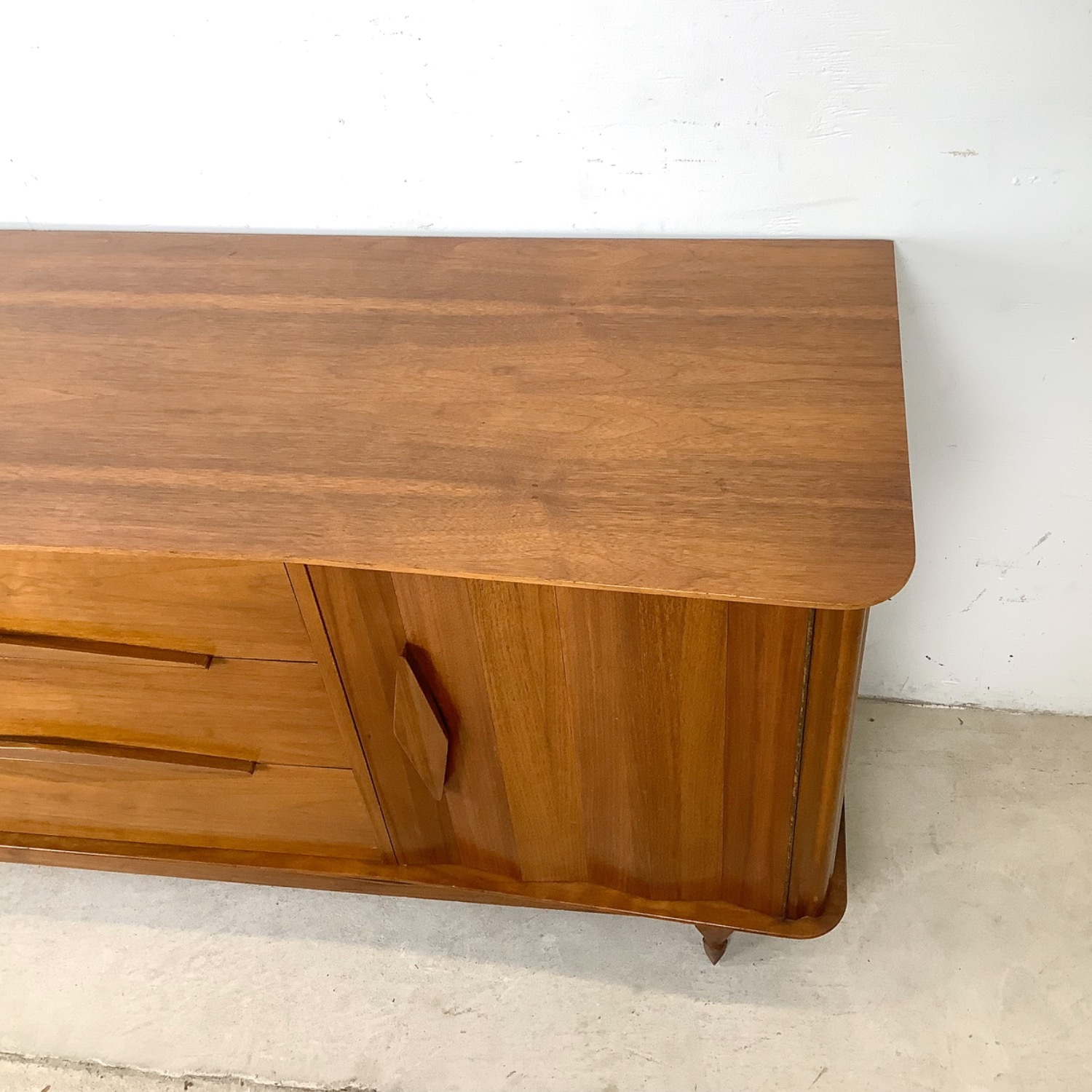 Mid-Century Modern Walnut Dresser w Mirror - image-5