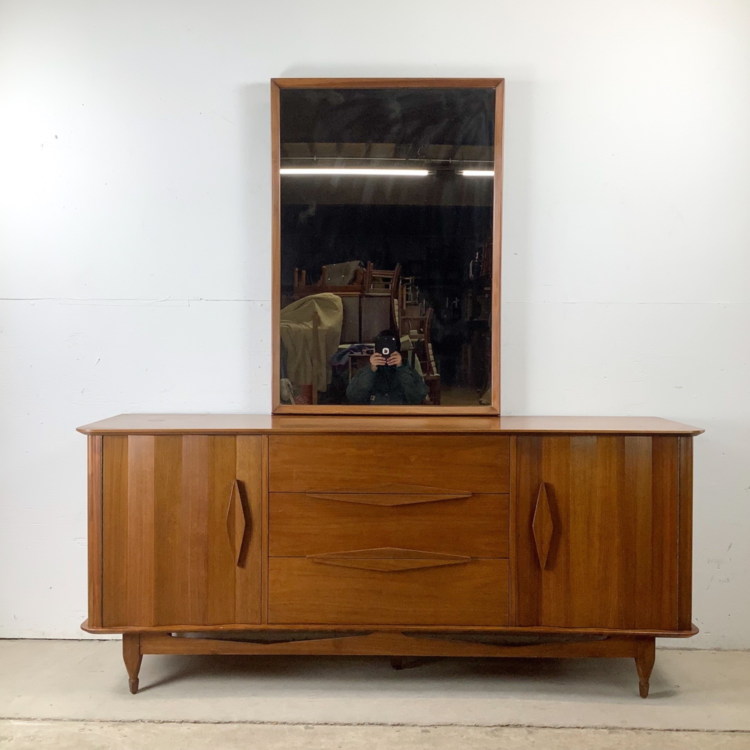 Mid-Century Modern Walnut Dresser w Mirror - image-17
