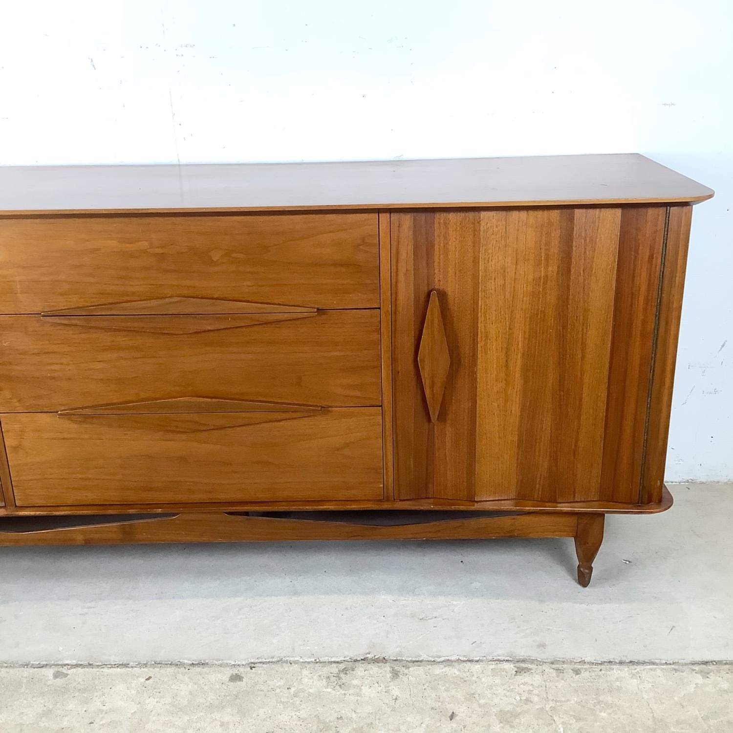 Mid-Century Modern Walnut Dresser w Mirror - image-9