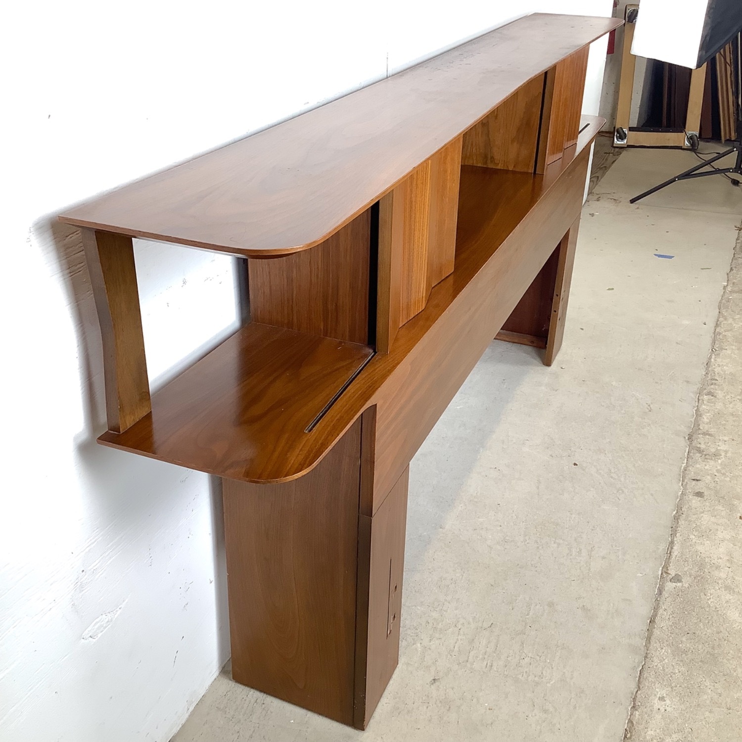 Mid-Century Modern Walnut Storage Headboard - image-10