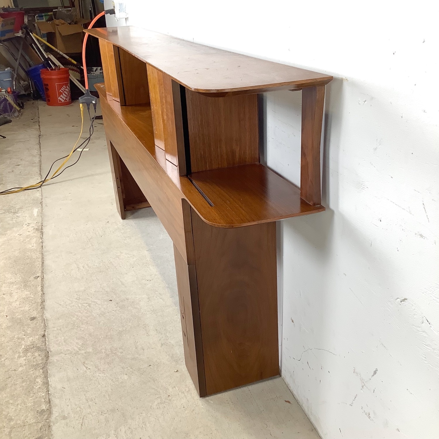 Mid-Century Modern Walnut Storage Headboard - image-11