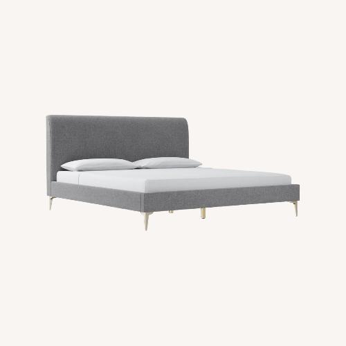 Used West Elm Light Gray Leather Queen Bed for sale on AptDeco