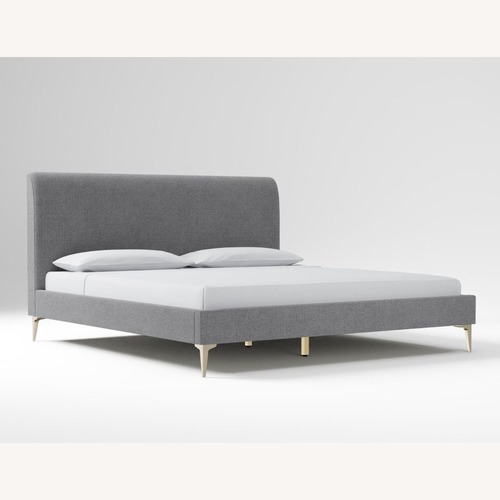 Used West Elm Light Gray Leather Queen Bed for sale on AptDeco