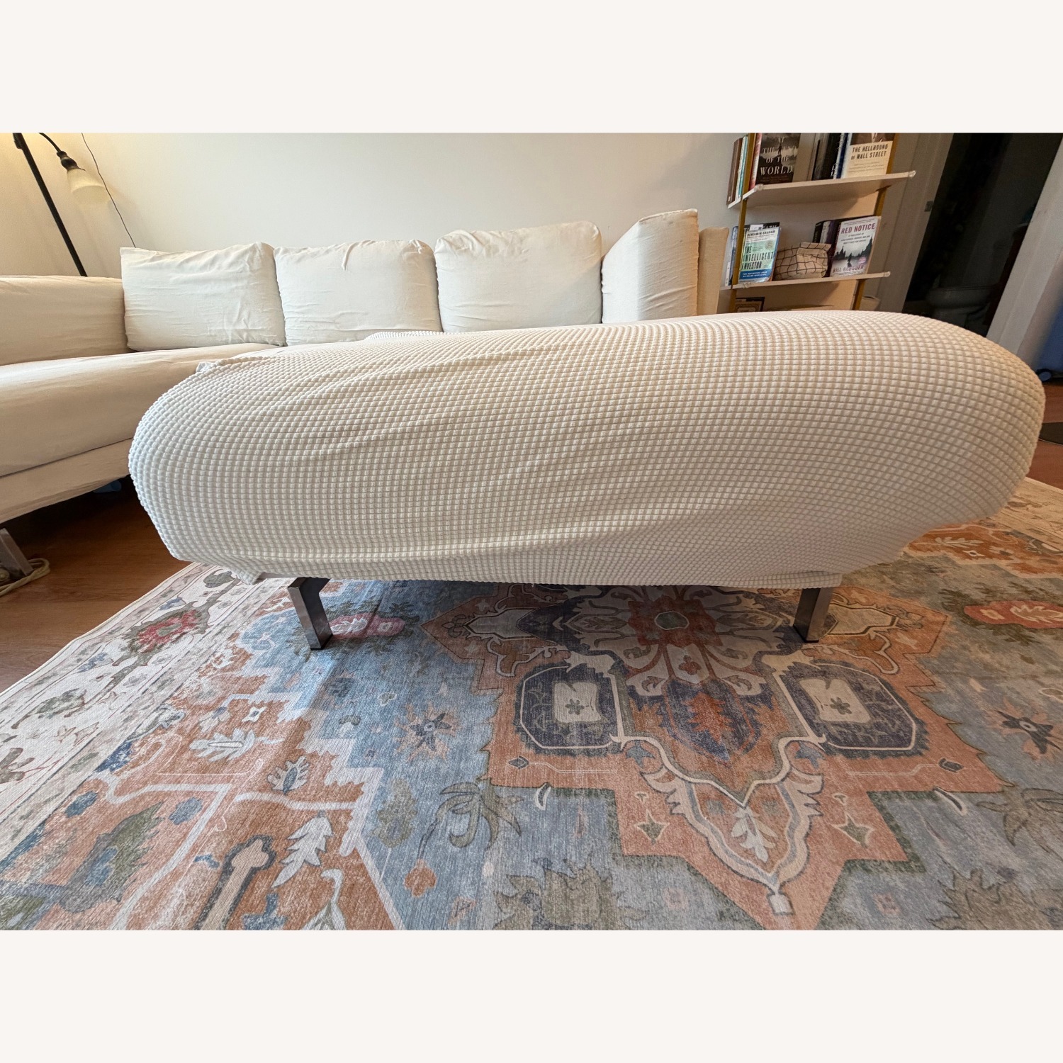 IKEA Nockeby White Fabric Footstool - image-2