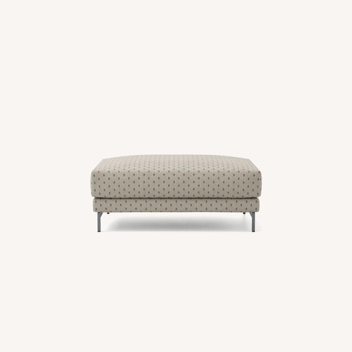 Used IKEA Nockeby White Fabric Footstool for sale on AptDeco