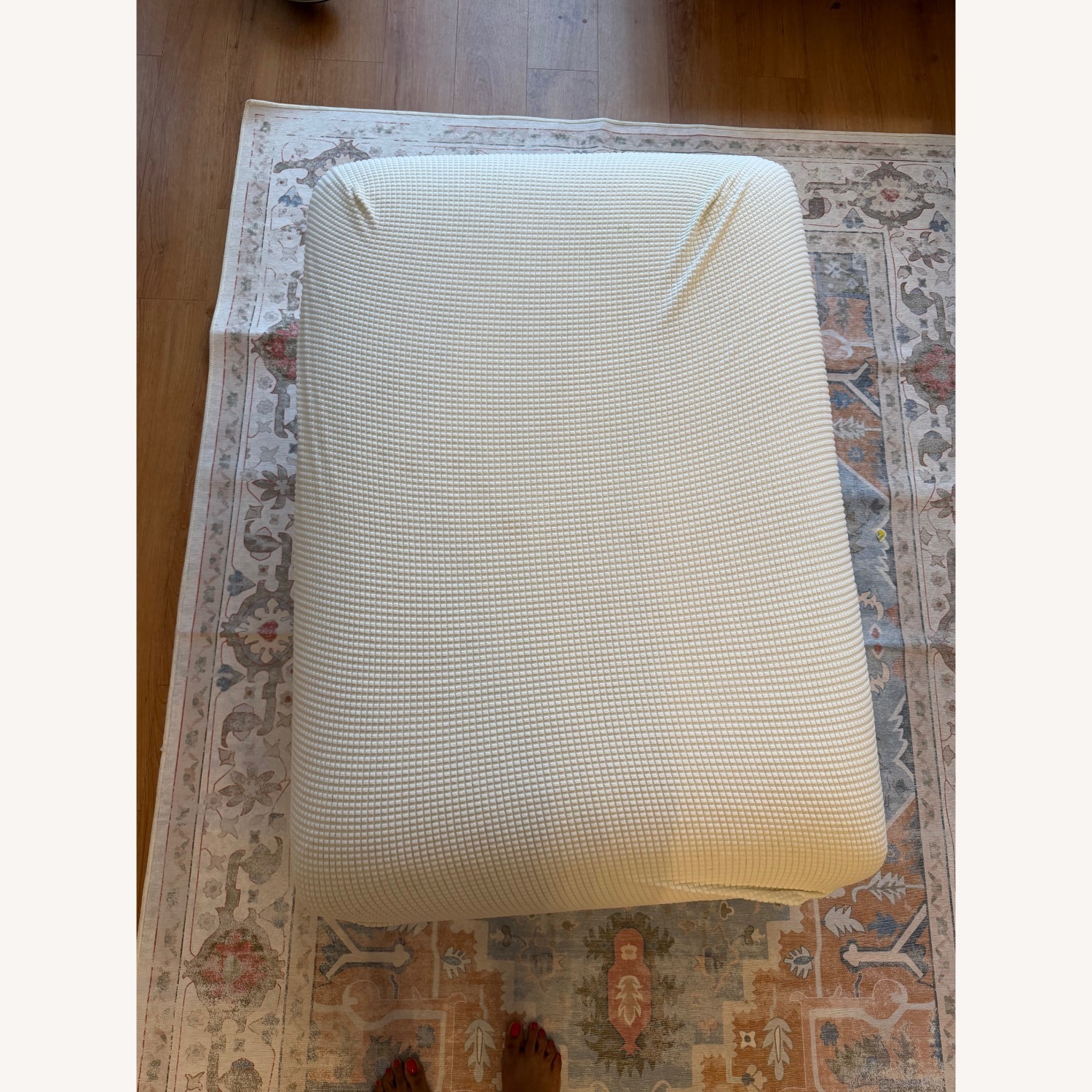 IKEA Nockeby White Fabric Footstool - image-4
