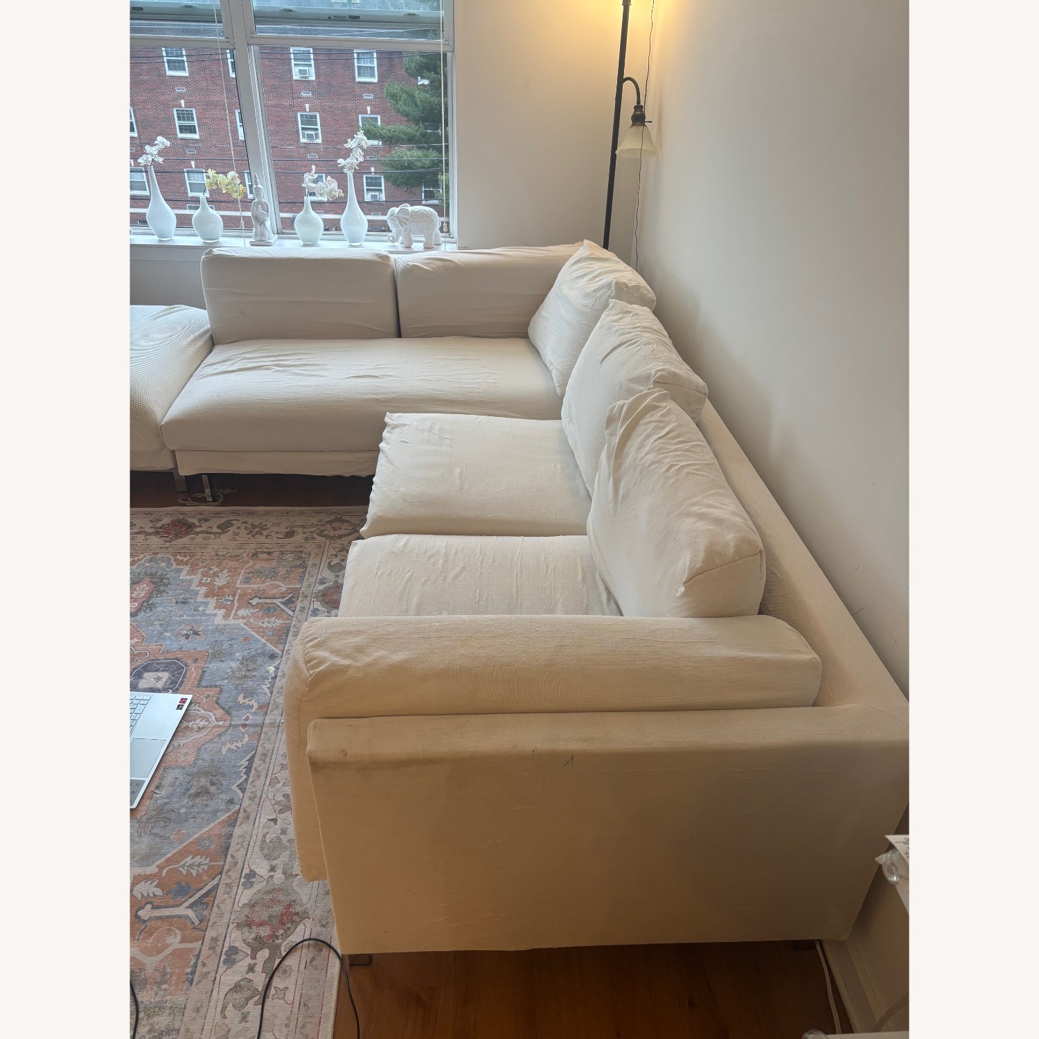 IKEA Nockeby White Fabric 3+ Seater Sofa - image-3