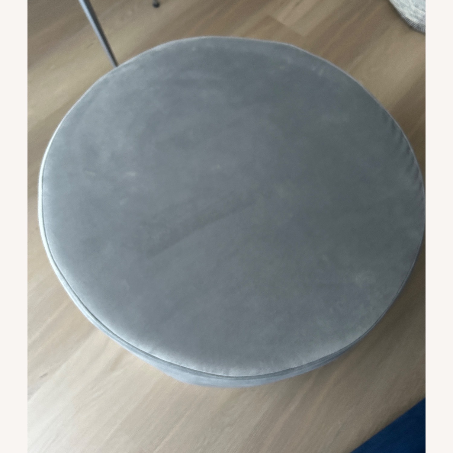Light Gray Round Ottoman - image-3
