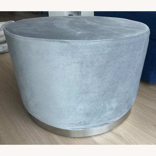 Used Light Gray Round Ottoman for sale on AptDeco