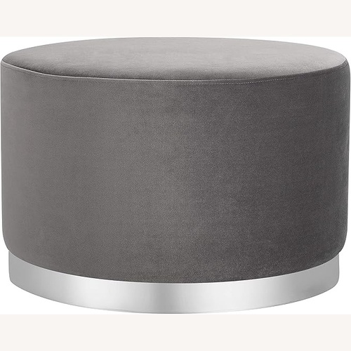 Used Light Gray Round Ottoman for sale on AptDeco