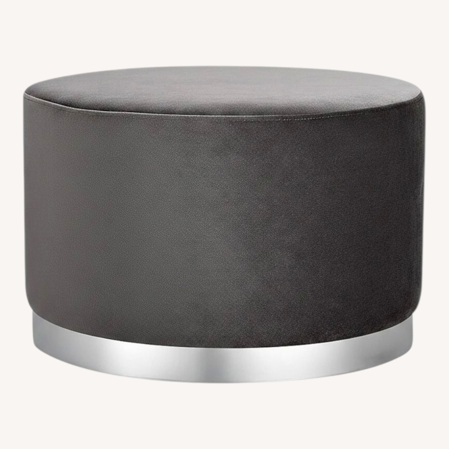 Light Gray Round Ottoman - image-0