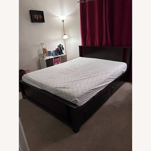 Used Solid Wood Modern Storage Queen Bed Espresso for sale on AptDeco