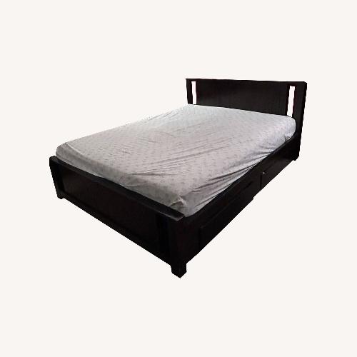 Used Solid Wood Modern Storage Queen Bed Espresso for sale on AptDeco