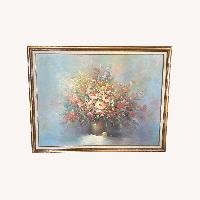 Canvas Vibrant Vintage Still Life Floral Bouquet