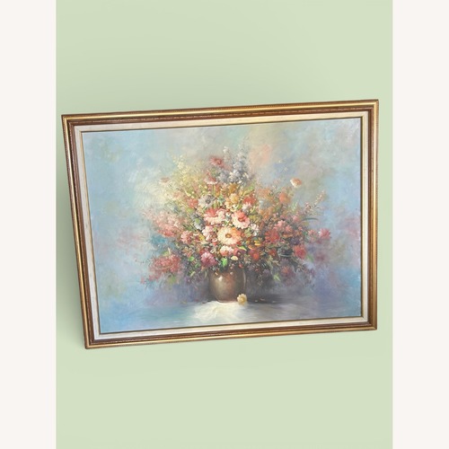 Used Canvas Vibrant Vintage Still Life Floral Bouquet  for sale on AptDeco