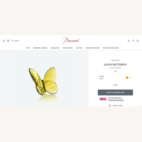 Used Baccarat Gold Décor Lucky Butterfly for sale on AptDeco