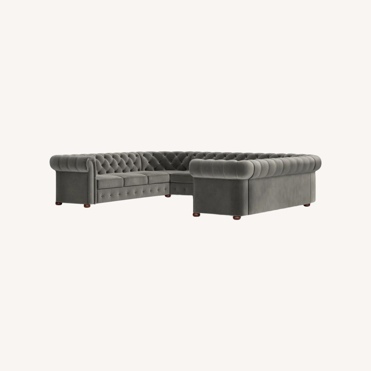 Light Gray Huskins Velvet Sectional - image-0
