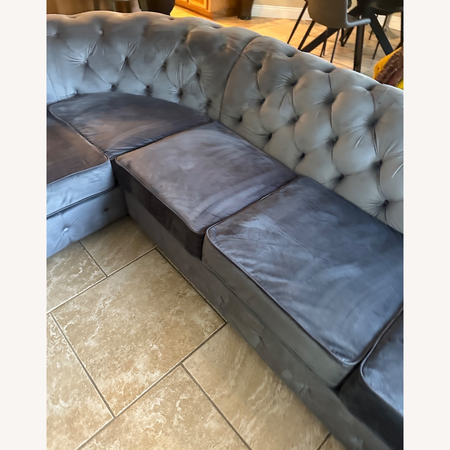 Light Gray Huskins Velvet Sectional - image-3