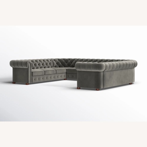 Used Light Gray Huskins Velvet Sectional for sale on AptDeco