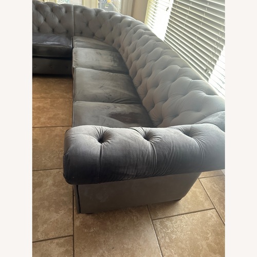 Used Light Gray Huskins Velvet Sectional for sale on AptDeco