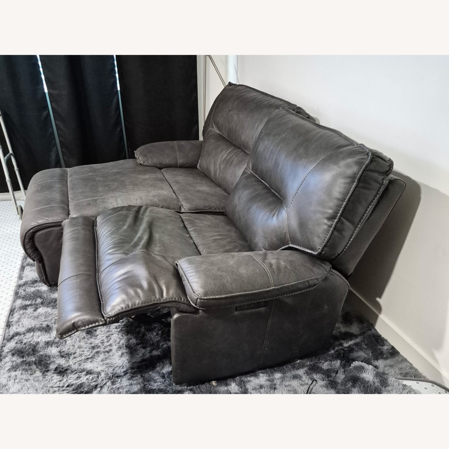 Dark Gray Faux Leather 2 Seater Sofa - image-2