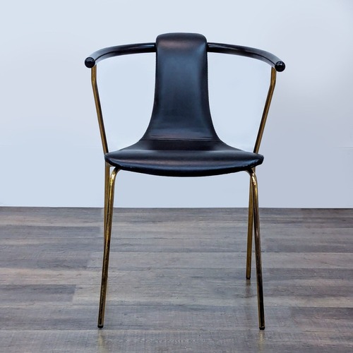 Used Sleek Black Modern Armchair with Gold Metal Frame for sale on AptDeco