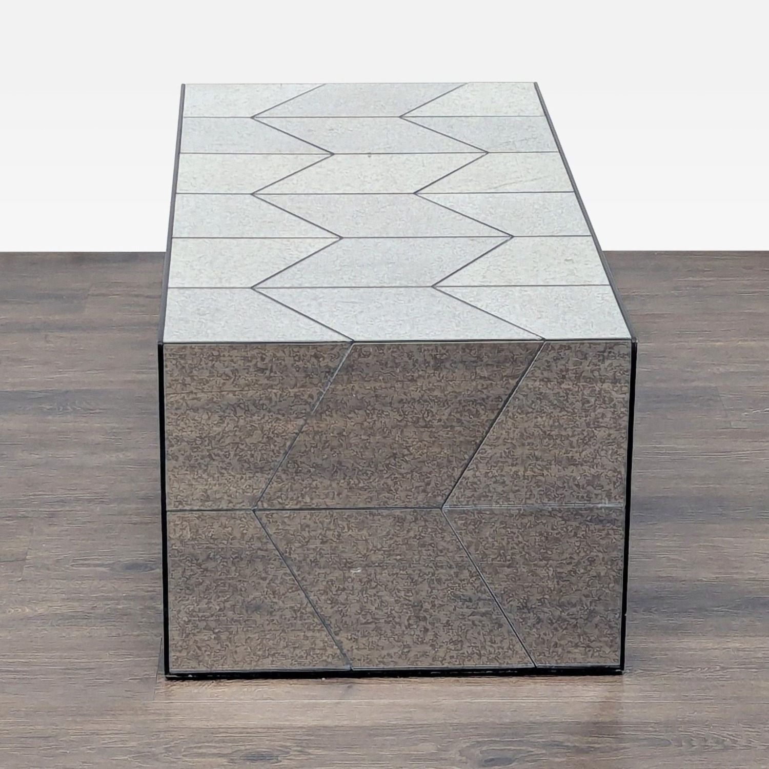 West Elm Mirrored Herringbone Coffee Table - image-2