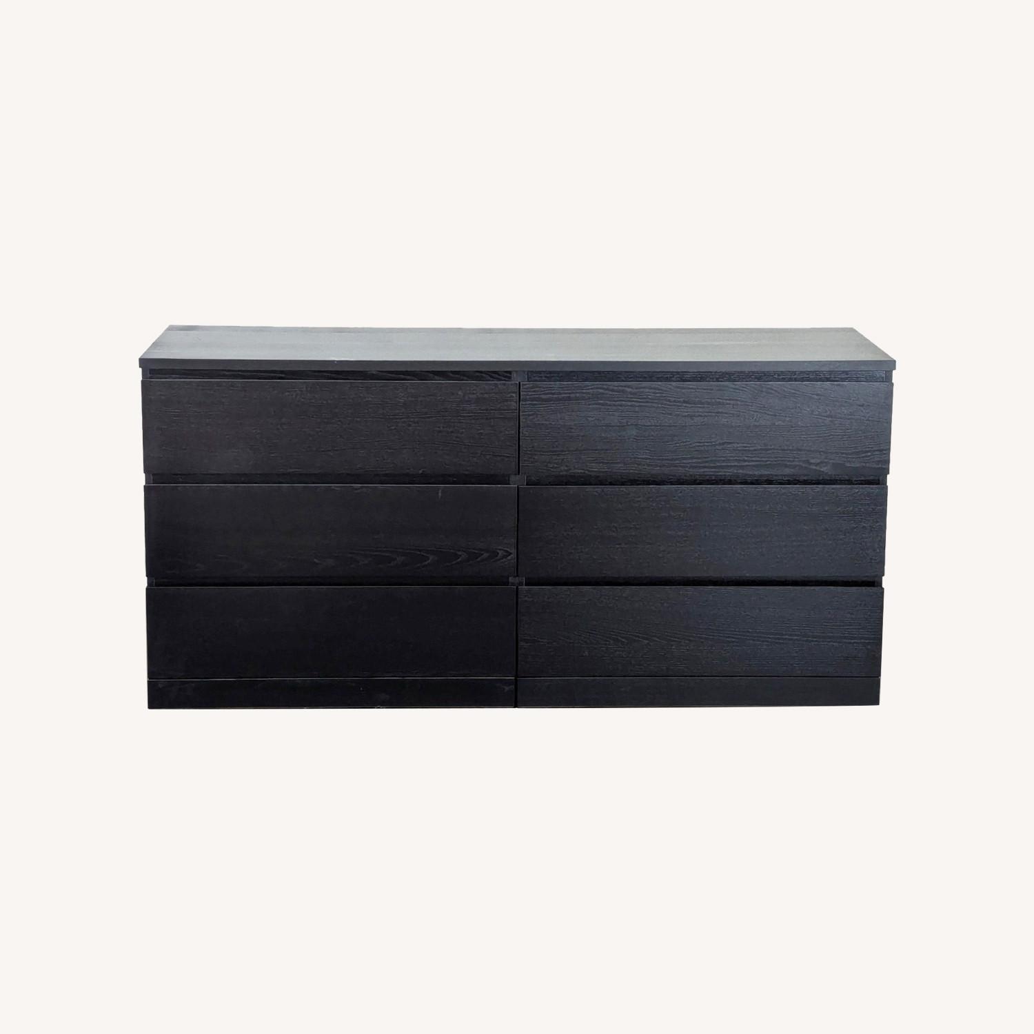 IKEA Malm Modern Black 6-Drawer Dresser - image-0