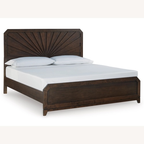 Used Ashley Furniture Dark Brown Wood King Bed for sale on AptDeco