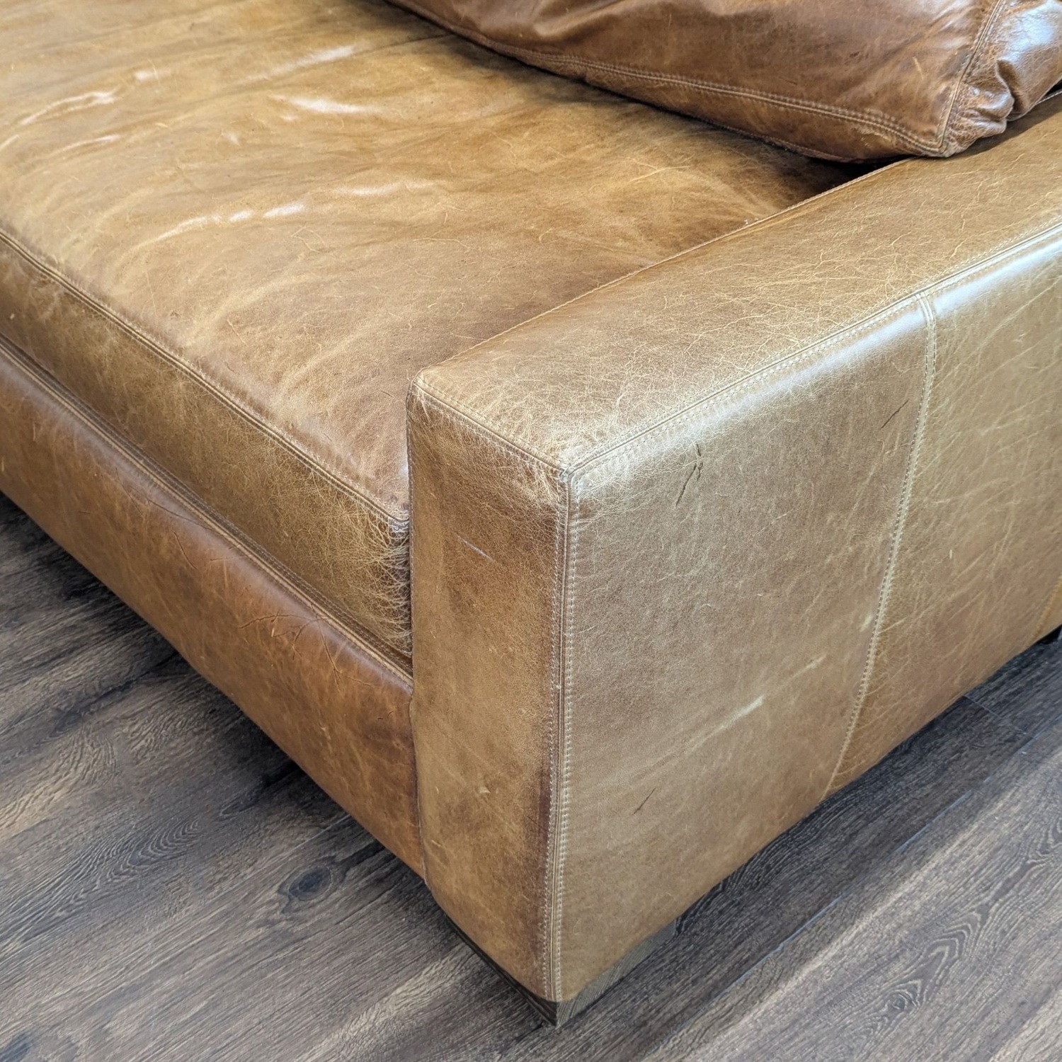 Restoration Hardware Maxwell 3-Seat Distressed Sofa - image-8