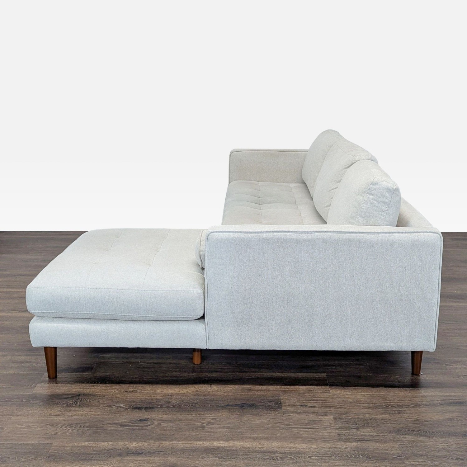 Living Spaces Light Gray Sectional Sofa With Chaise - image-4