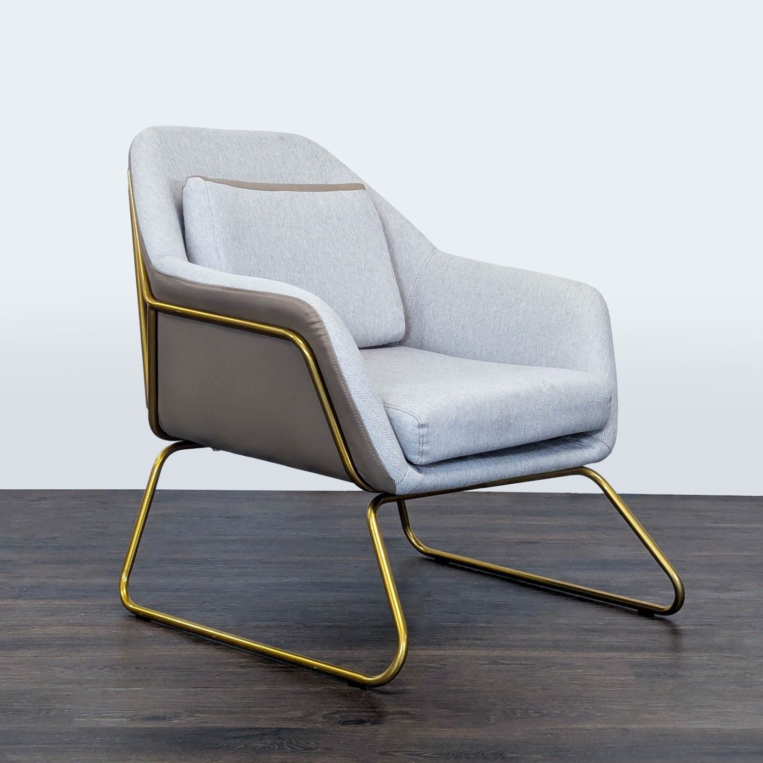 Modern Lounge Chair with Gold Metal Frame  - image-2