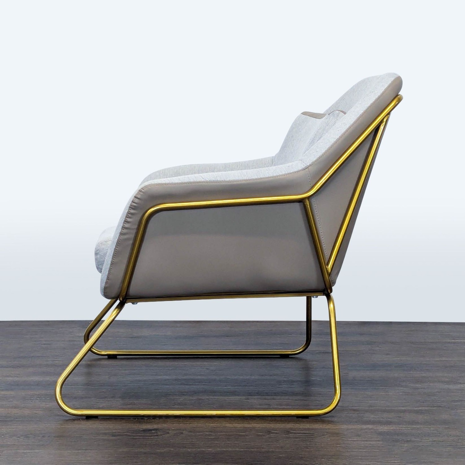 Modern Lounge Chair with Gold Metal Frame  - image-6