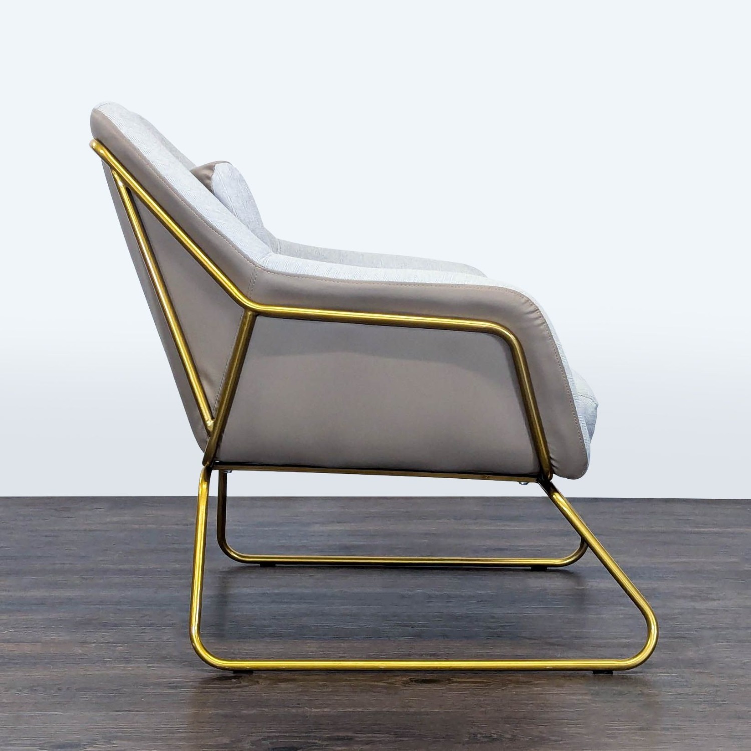 Modern Lounge Chair with Gold Metal Frame  - image-3