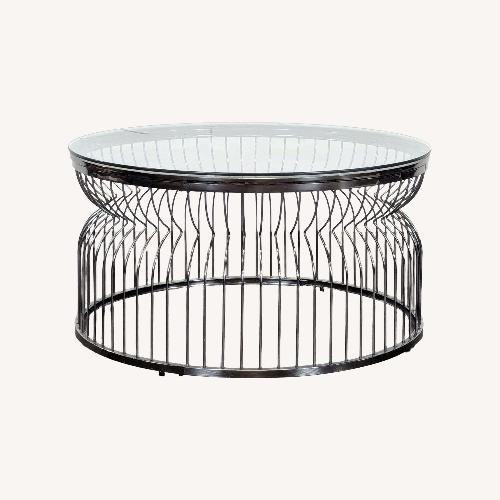 Used Metal Nested Base Glass Top Coffee Table	 for sale on AptDeco