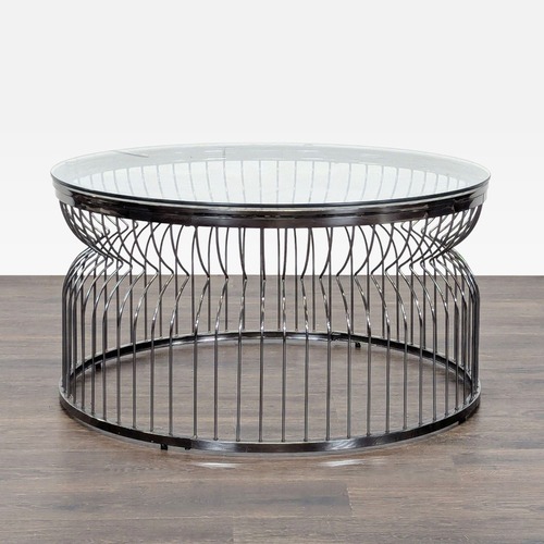 Used Metal Nested Base Glass Top Coffee Table for sale on AptDeco