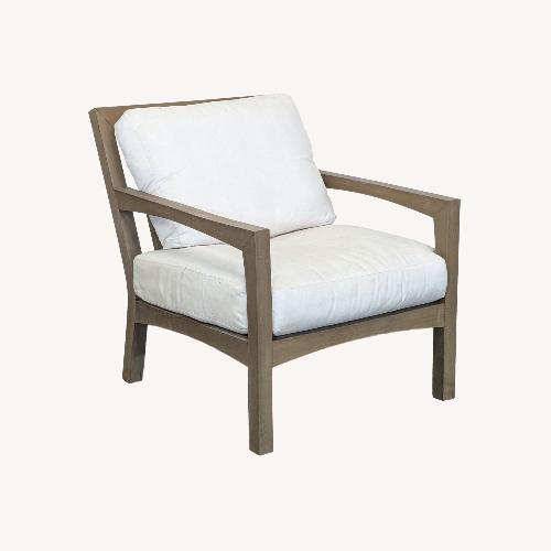Used Pottery Barn Modern Outdoor Wood Frame Armchair  for sale on AptDeco