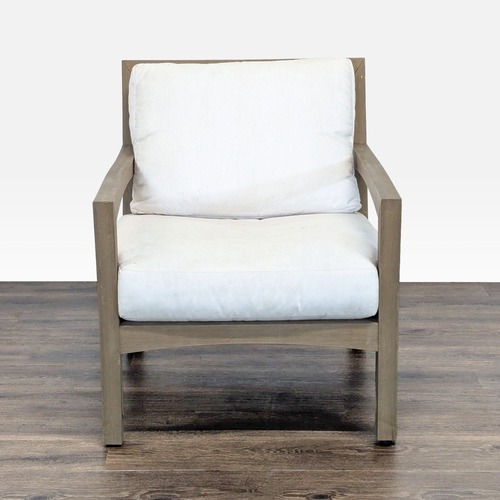 Used Pottery Barn Modern Outdoor Wood Frame Armchair  for sale on AptDeco